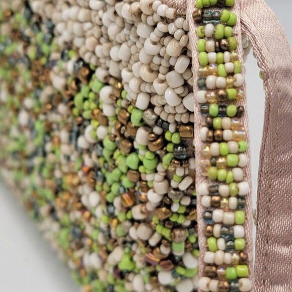 Vtg 1960s  Beaded Clutch Wristlet Purse With Zipper - Picture 5 of 10